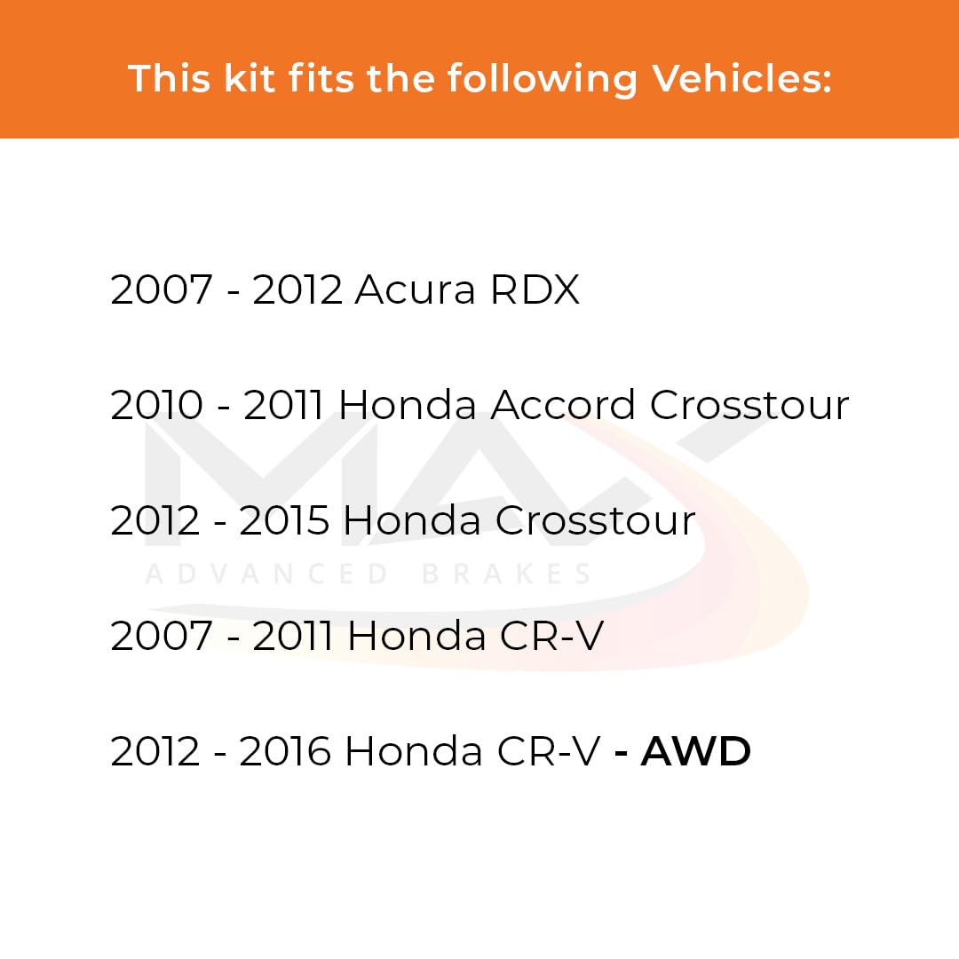 Max Advanced Brakes Front Brake Kit Compatible With 2007-2010 2011 2012 2013 2014 2015 2016 Honda Cr-V Awd Crosstour Replacement Premium Oe Disc Brake Rotors And Ceramic Brake Pads