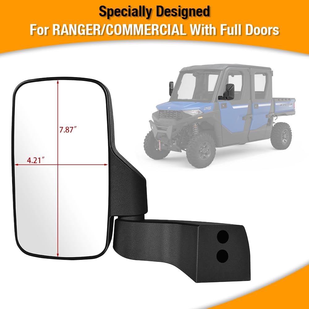 Polaris Ranger Mirrors Door Mounted, Ranger Northstar Side View Mirrors Compatible With Hard Full Doors Equipped Polaris Ranger Xp 1000/Sp 570/Commercial Pro Xd