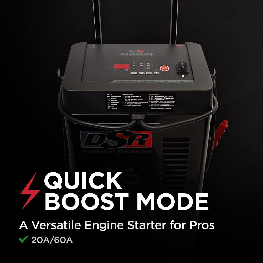 Schumacher Electric Dsr123 Proseries Car Battery Charger - 250 Peak Amps - 24V / 12V Battery Charger - Fully Automatic Engine St