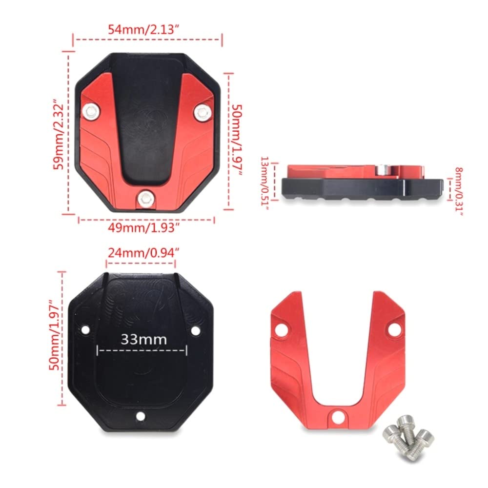 Gofidin Motorcycle Bike Kickstand Pad Support Side Stand Extender Foot Side Stand Extension Foot Pad Support Plate Anti-Skid Enl