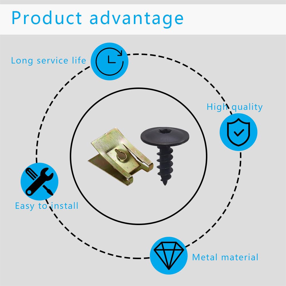 10 Sets Fender Bumper Cover, Fender Liner Bumper Cover, Front Bumper Bolts, Fender Liner Splash Shield Bumper Cover Screws, U Nut Clips Suitable For Audi A3 A4 A5 A6 A7 A8 Q5 S6 R8