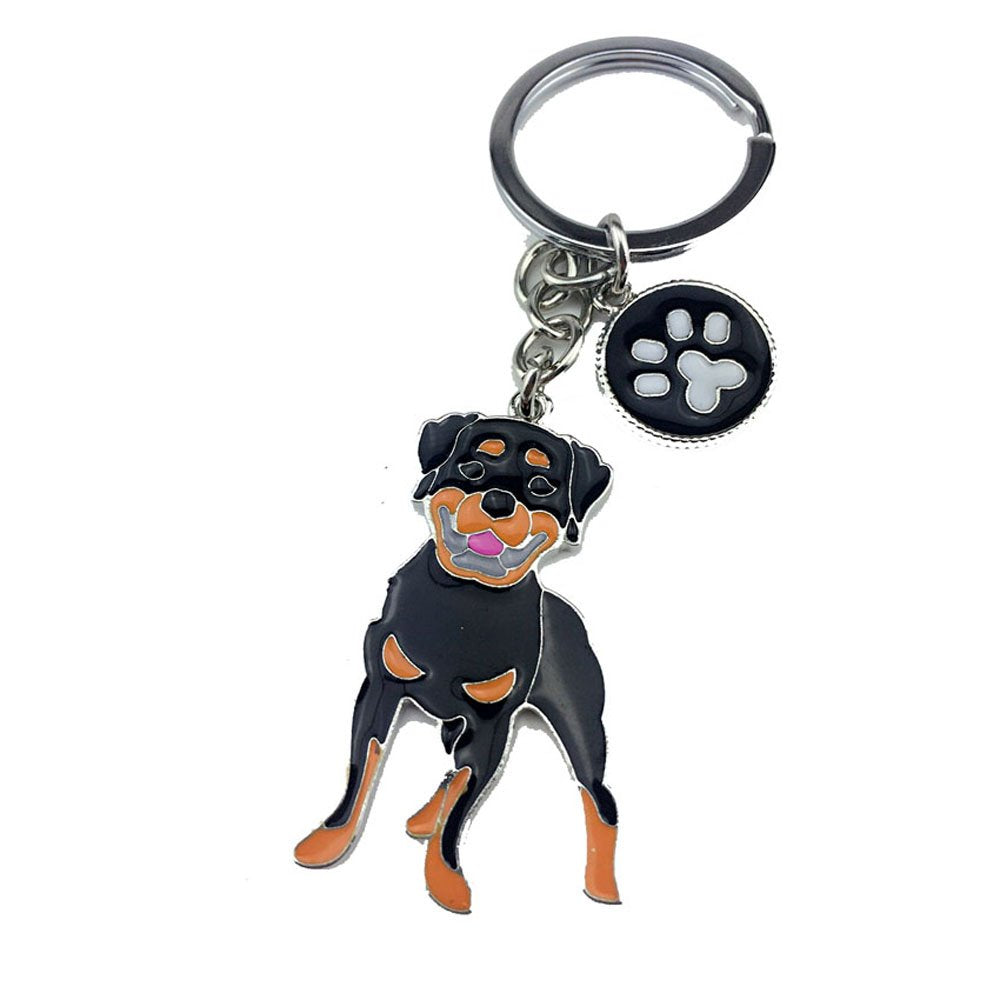 Harikaji Dog Keychain ring, Cool Cute Pet Dog Keyring Bag Charm Mini Metal Key Ring Keyfob (Rottweiler)
