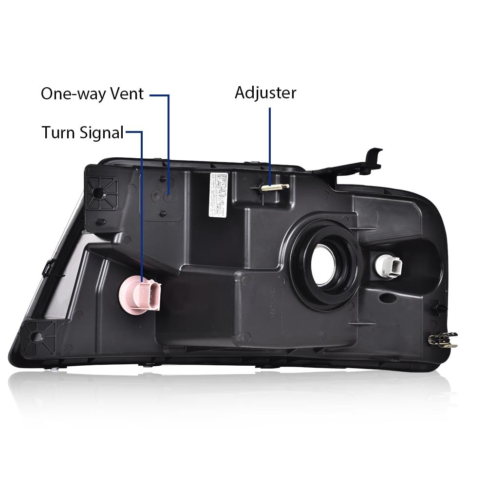 Cheda Headlights Assembly Compatible With 2004-2008 Ford F150/2006-2008 Lincoln Mark Lt Bumper Headlamp, Chrome Housing Halogen(