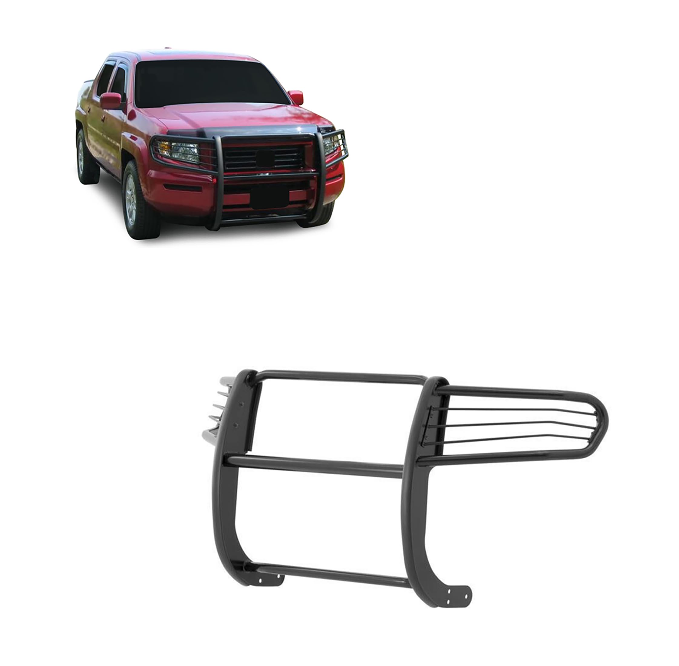 Black Horse Grille Brush Bumper Guard Modular Black Compatible With 2006-2014 Honda Ridgeline-17A152500A1Ma
