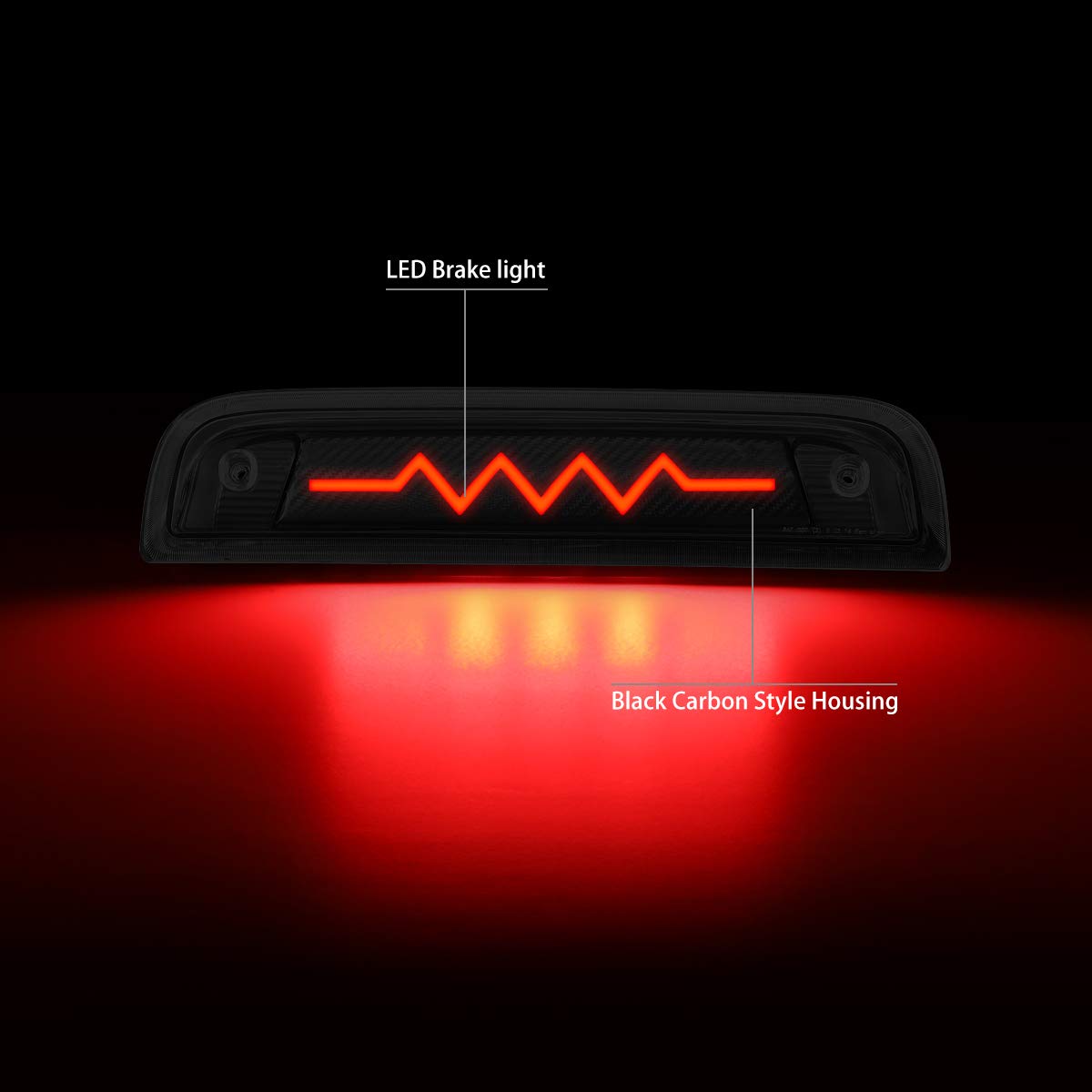 Dna Motoring 3Bl-Gmc15-3D-T5-Led-Bk Black Housing Pulsating Line 3D Led High Mount 3Rd Third Brake Light [Compatible With 14-18
