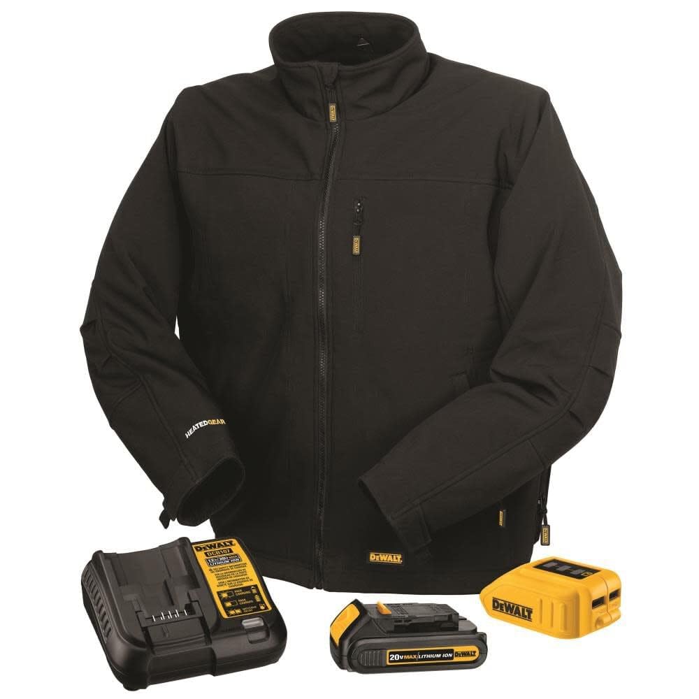DEWALT Men's Heated Soft Shell Jacket Kit Black 3-XLarge