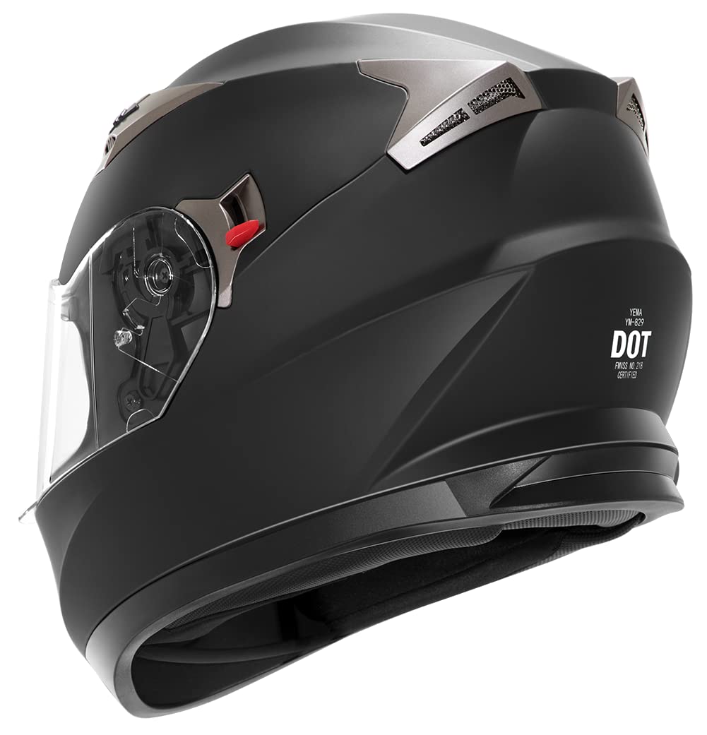 Motorcycle Full Face Helmet DOT Approved - YEMA Helmet YM-829 Motorbike Moped Street Bike Racing Casco Moto Helmet with Sun Viso