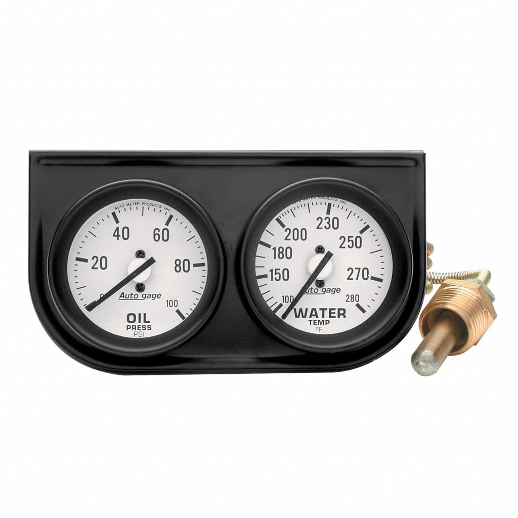 AutoMeter Two-Gauge Console 0-100 PSI Oil Press/100-280 F Water Temp - Black