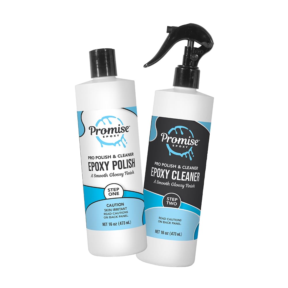 Promise Epoxy - 32 Ounce Kit of Pro Polish (16oz) & Cleaner (16oz), Specially Formulated for Epoxy Resin & High Gloss Finishes, 