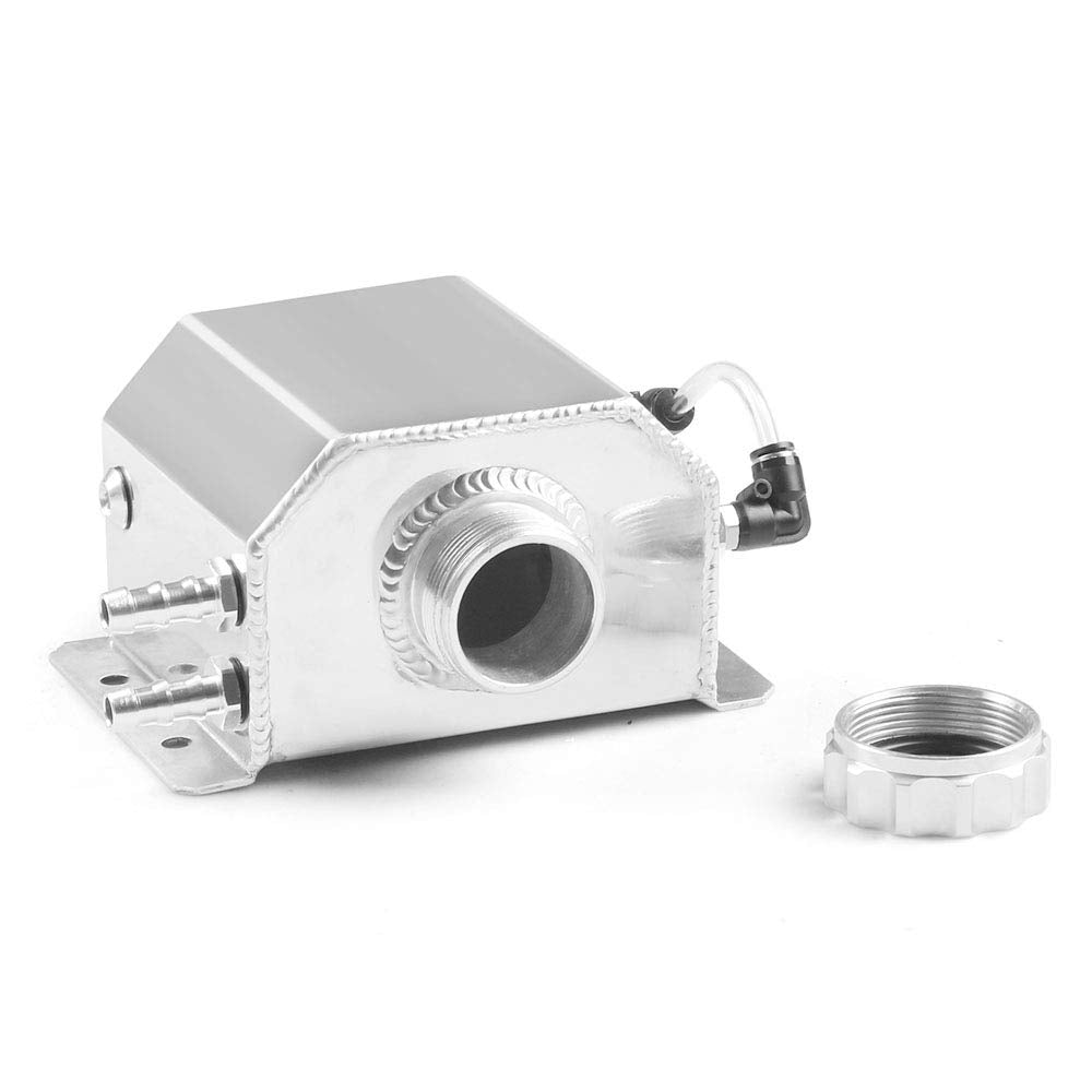 Universal 1L Alloy Aluminium Engine Oil Catch Can Breather Tank (Silver)