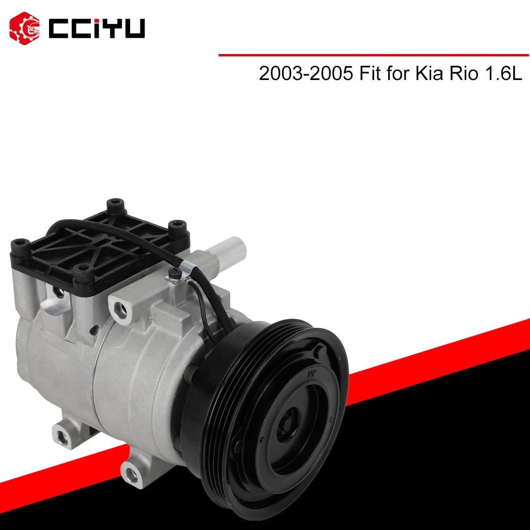 CCIYU A/C Compressor with Clutch 2003 2004-2005 for Kia Rio 1.6L Air Conditioning Compressor for 68123 A/C Air Compressor for Ca