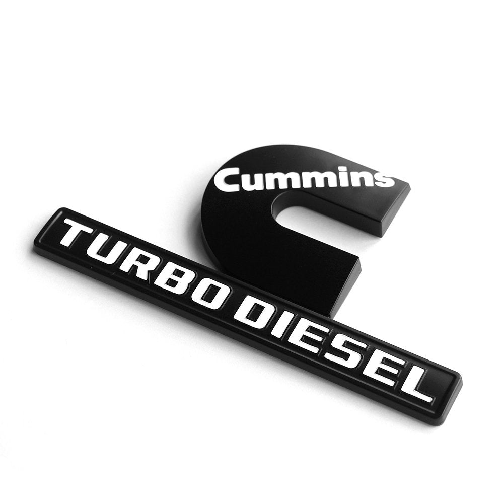 Yoaoo 2Pack Oem Black Cummins Turbo Emblem Compatible With 2500 3500 Emblem Matte White 6.2 By 3.4 Inches