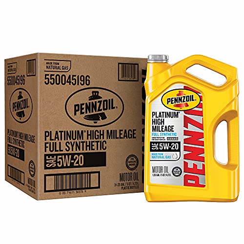 Pennzoil Platinum High Mileage Full Synthetic 5W-20 Motor Oil For Vehicles Over 75K Miles (5-Quart, Case Of 3)