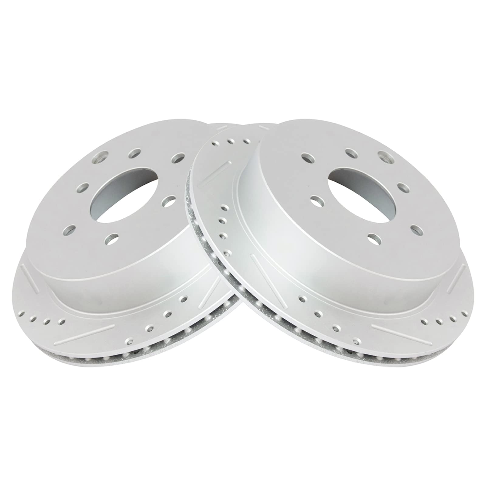 Trq Rear Performance Brake Rotors Set Premium G-Coated Cross Drilled & Slotted Compatible With 2005-2022 Nissan Frontier 2005-20