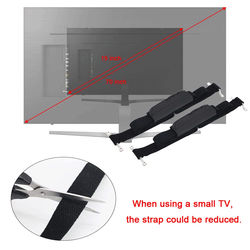 scottchen PRO RV TV Straps 74 Anti-Tip RV Furniture Safety Tie Down Solid Straps for Camper Trailer Traveling - 4pcs Black