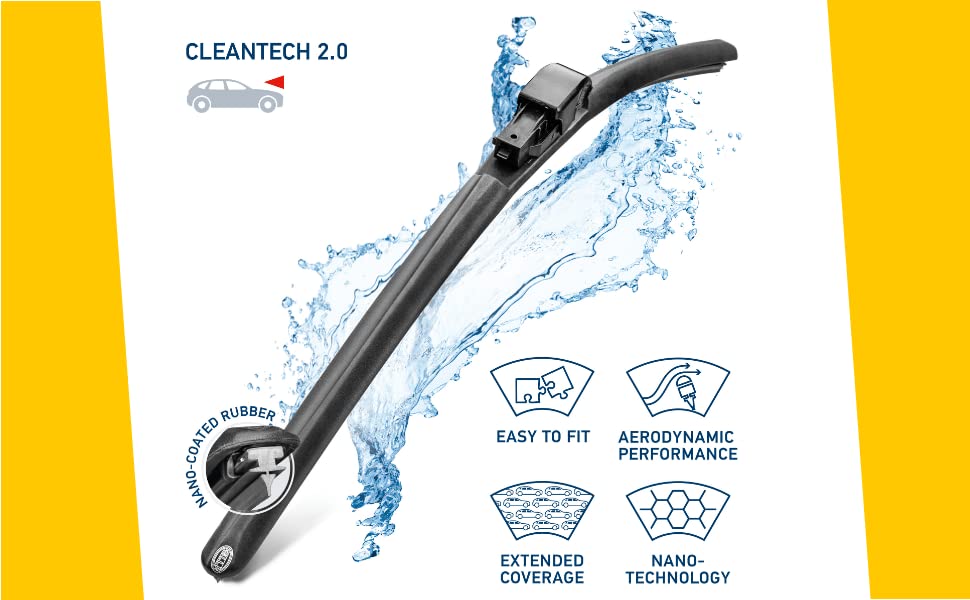 Hella Oe Quality 24 Inch All Seasons Nano-Coated Rubber Cleantech Wiper Blade (Single Blade) Fits Select Domestic, Asian And Eur