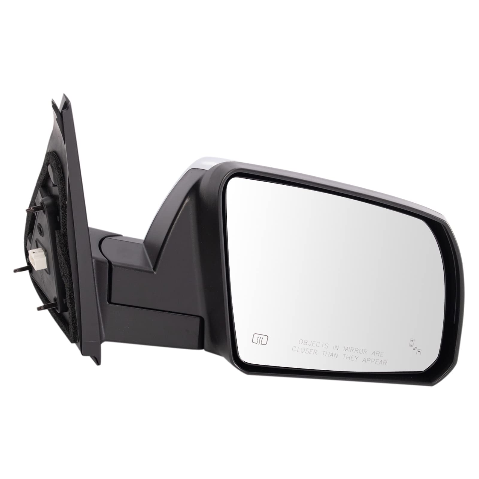 Trq Right Mirror Manual Folding With Blind Spot Indicator With Chrome Cover Passenger Side Compatible With 2014-2021 Toyota Tund