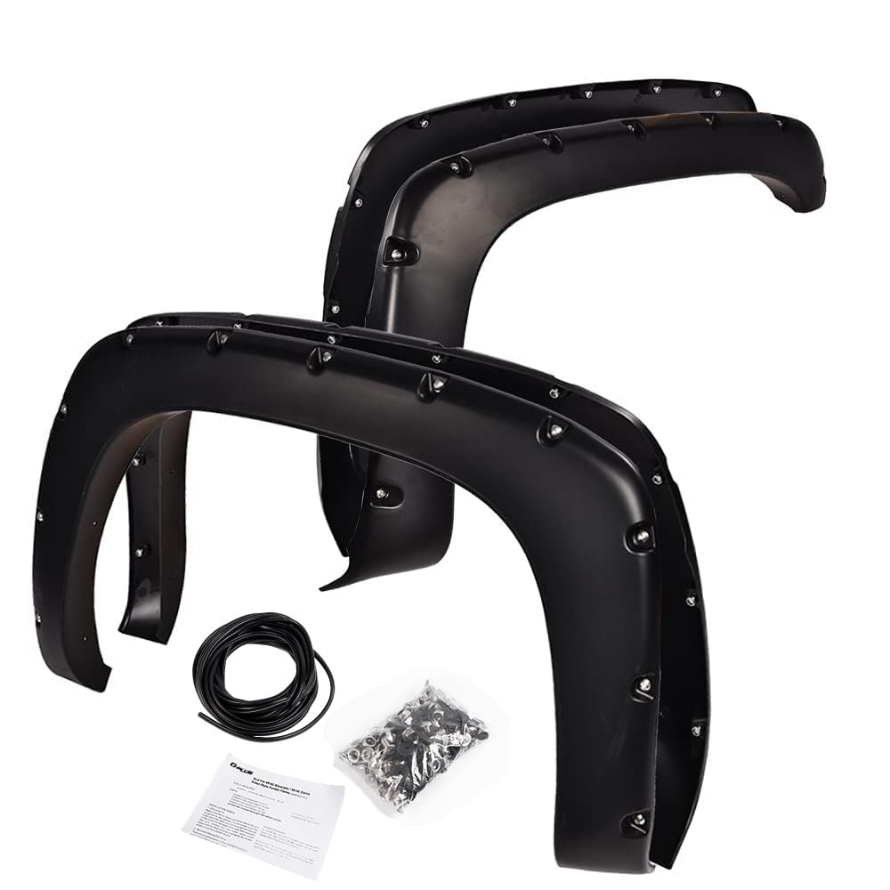 G-PLUS Pocket Riveted Fender Flares, Compatible with Chevy Silverado 1999-2006/ GMC Sierra 1999-2006(Incl. 2007 Classic Models/N