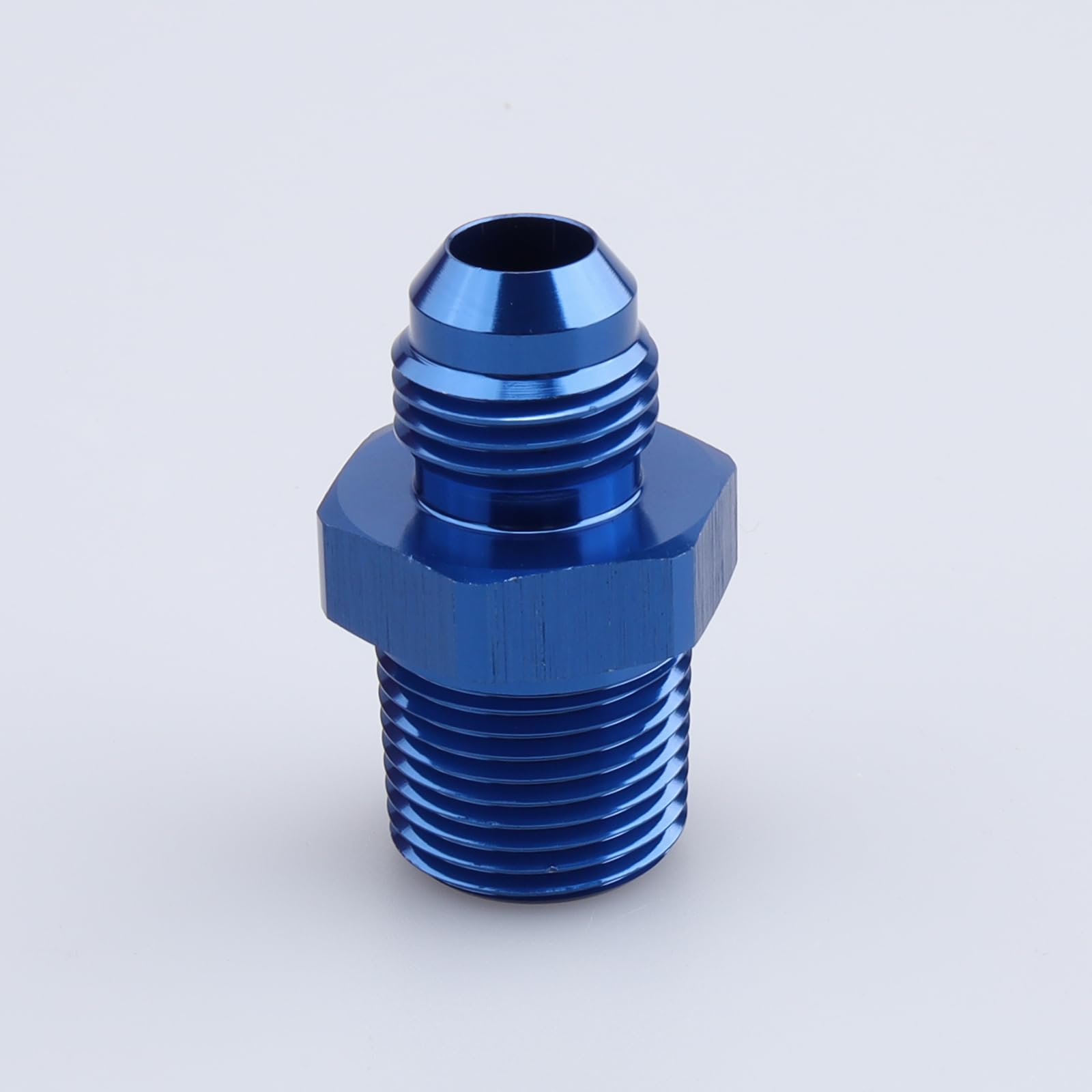 Ac Performance Male 3/8'' Npt To -6 An Flare Adapter Straight Aluminum Blue