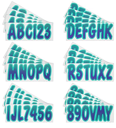 Hardline Products Series 200 Factory Matched 3-Inch Boat & Pwc Registration Number Kit, Purple/Teal - Puteg200