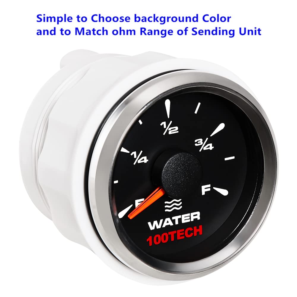 100Tech Water Level Gauge Truck Water Tank Gauge Marine For Boat 0-190Ohm 240-33Ohm 240-30Ohm 0-180Ohm 10-180Ohm Black