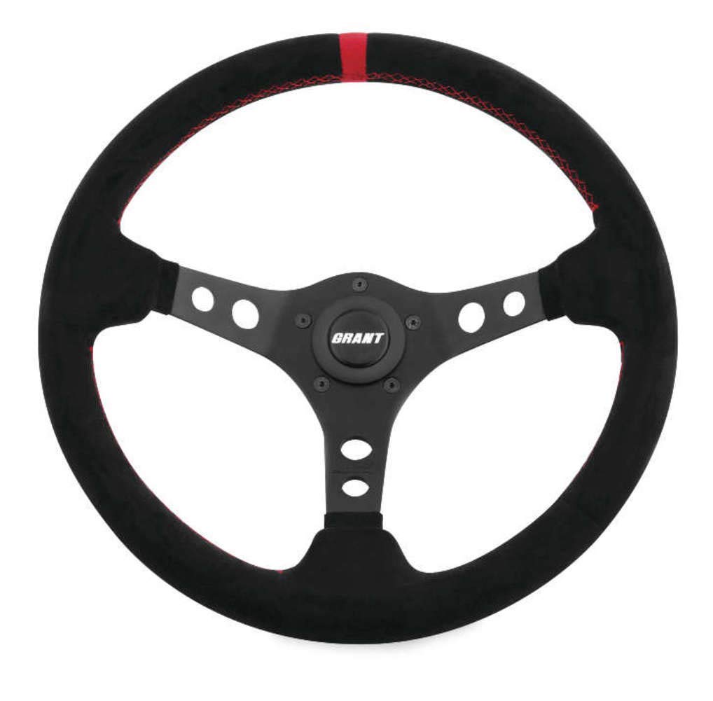 Grant 695 Suede Wrapped Racing Steering Wheel With Red Top Marker