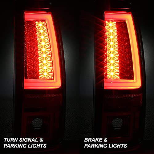 Akkon - For 03-06 Silverado 05-07 Silverado Hybrid Pickup Truck Black Rear V2 Led Tail Lights Brake Lamps Pair