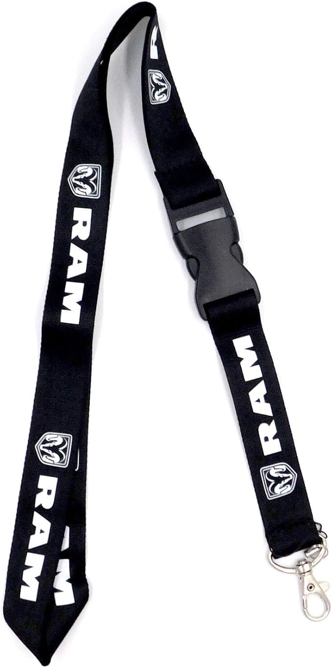Au-Tomotive Gold Official Licensed For Dodge Ram White Word Black Universal Lanyard Neck Strap Key Chain