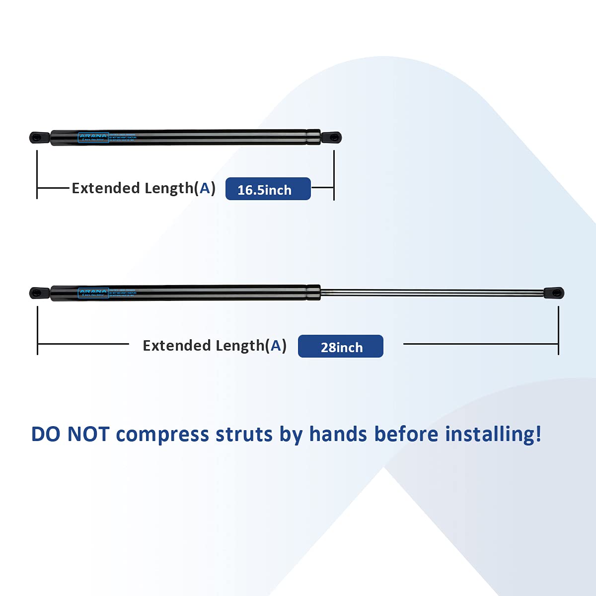 Arana 28 Inch 100 Lb Gas Struts Shocks Lift Support Gas Spring For Heavy Lids Rv Bed Truck Tonneau Cover Trap Basement Door Tv Cabinet Tool Box, 2 Pcs Set