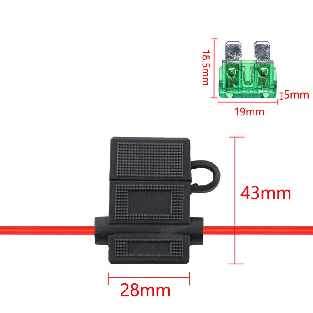 Esupport 12 Gauge Atc Fuse Holder Box In-Line Awg Wire Copper 12V 30A Blade Standard Plug Socket Pack Of 5