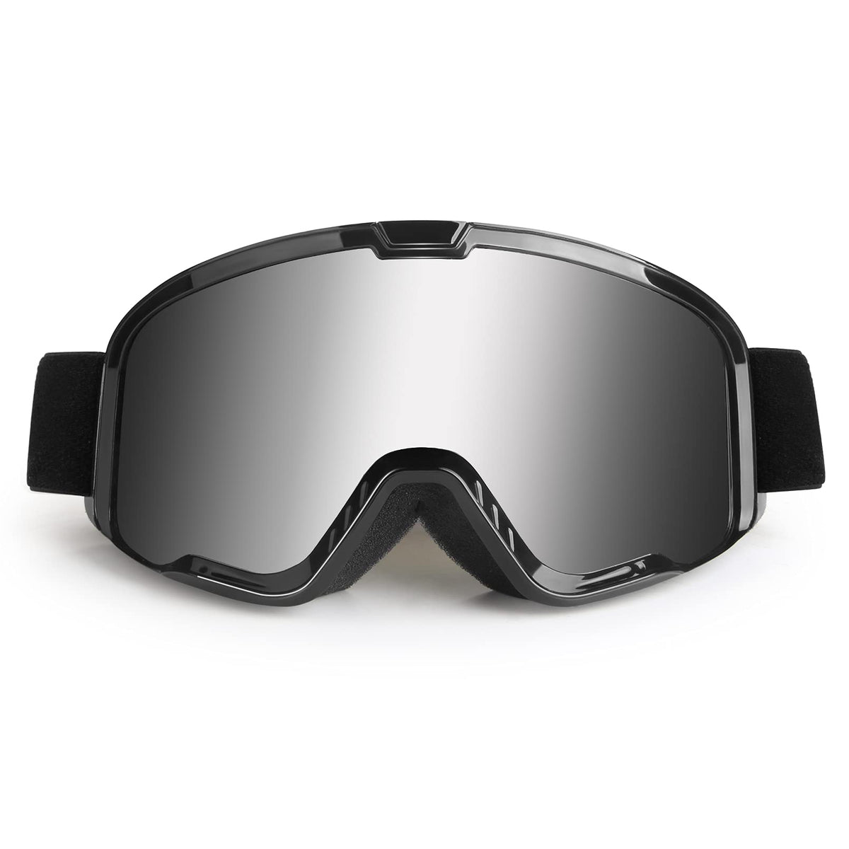 LMAVAG Motocross Goggles for Adult ATV, Motorcycle, Dirtbike & Offroad - UV400 Anti-Scratch, Dustproof Silver MX Goggles