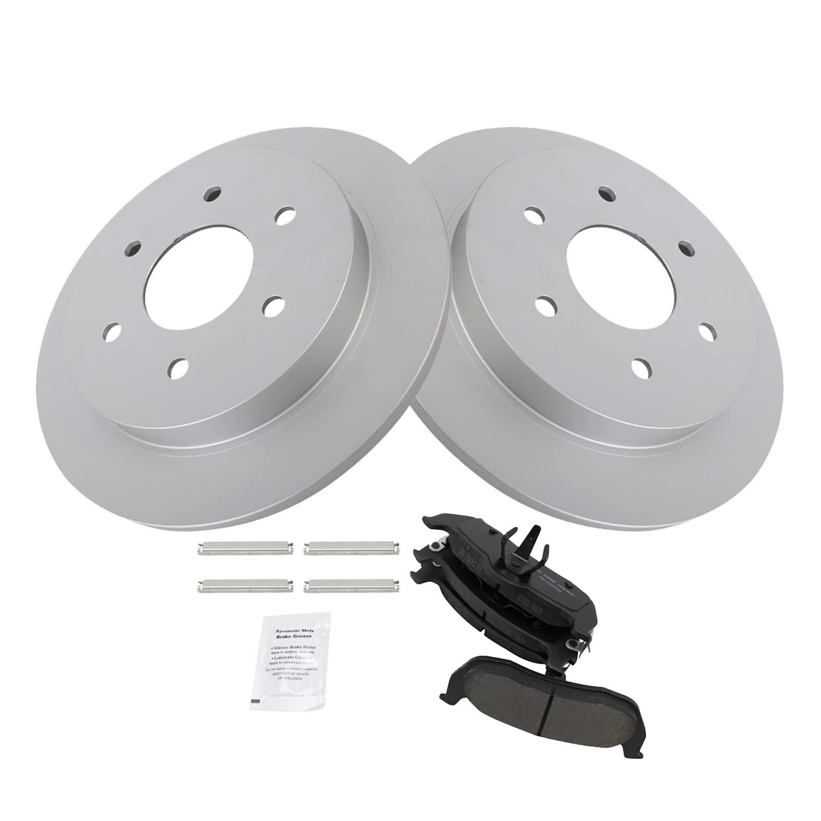 Trq Rear Brake Pad & Rotor Kit Brake Pads Brake Rotor Ceramic Premium G-Coated Compatible With 2004-2010 Infiniti Qx56 2005-2015