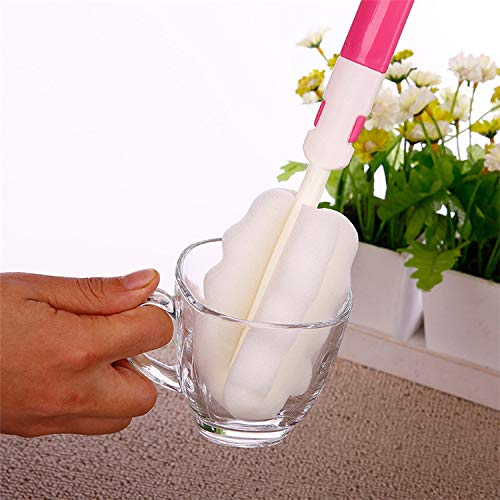 Invoda 4Pcs Bottle Brush,Bottle Washer Set Long Sponge Bottle Cleaning Brushes Baby Bottle Cleaner Brush, Nipple Brush (4 Pcs)