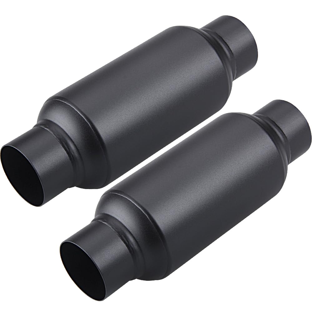 Lcgp 2 Pack 2.5'' Inlet & 2.5'' Outlet, Universal Resonator, 11.5'' Overall Length Stainless Steel Muffler/Weld On