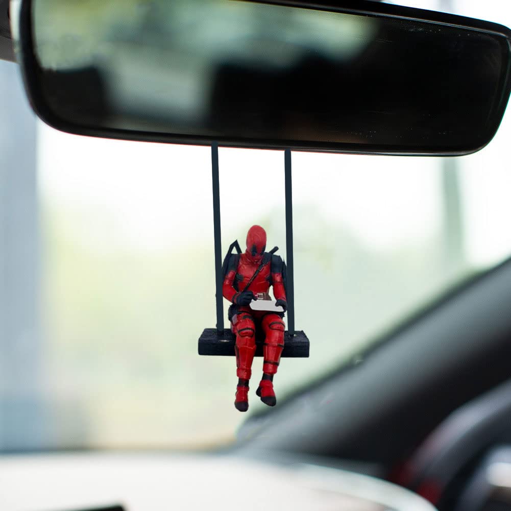 Deadpool Car Accessories,Car Rear View Mirror Hanging Accessories,Funny Car Accessories,For Office Home Hanging Micro Landscape
