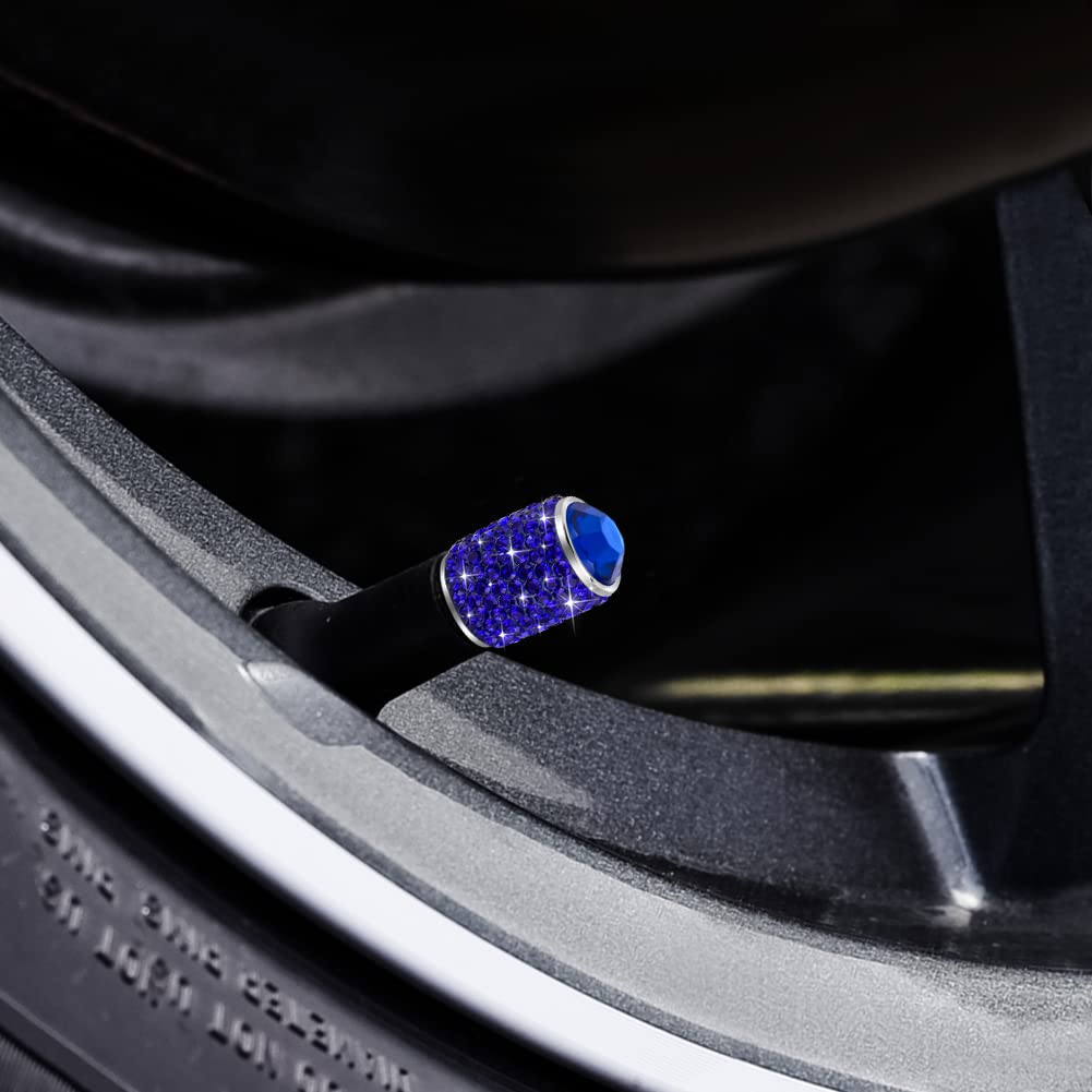 Bling Tire Stem Valve Caps, Crystal Tire Caps Shinny Rhinestone Universal Car Dustproof Tire Valve Caps For Car Suv Motorcycle B