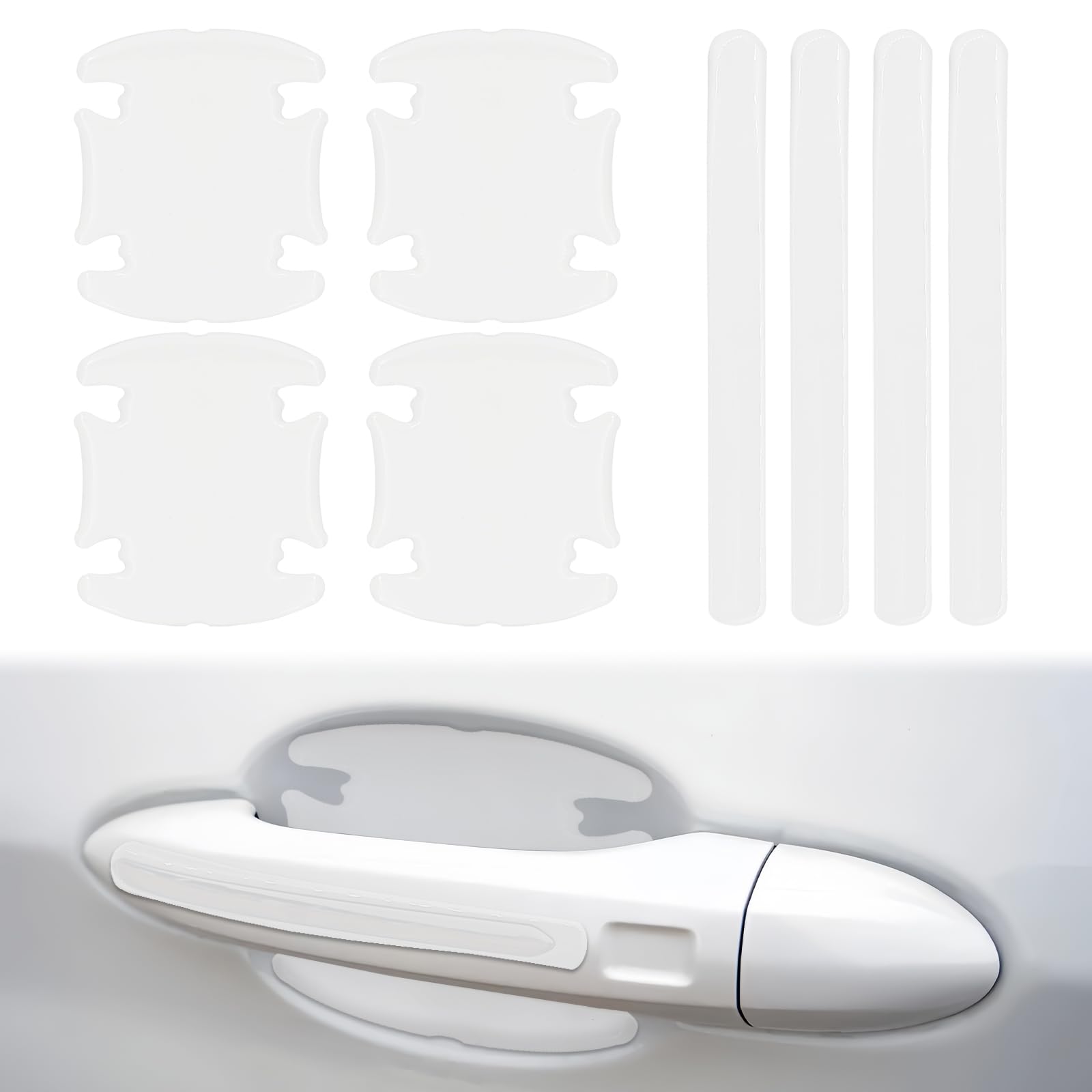Zokyuys 8Pcs Waterproof Car Door Handle And Rear View Mirror Scratch Protector Sticker, Transparency Anti-Scratches Cup Protecto