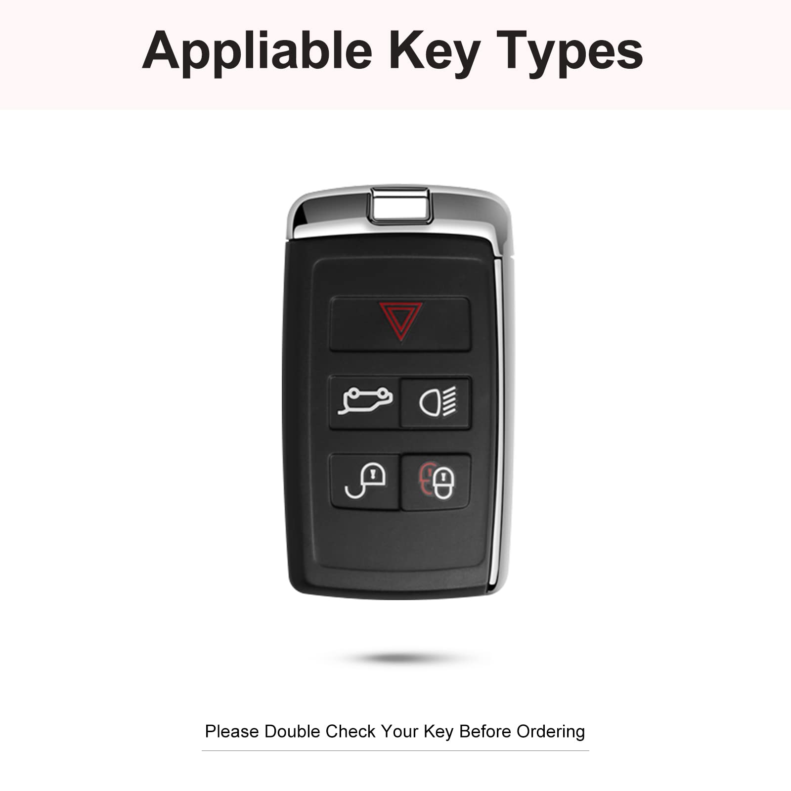 Ruabiban For Land Rover Key Fob Cover With Keychain, Pink Genuine Leather Crystal Key Case Protection Shell Compatible With Land