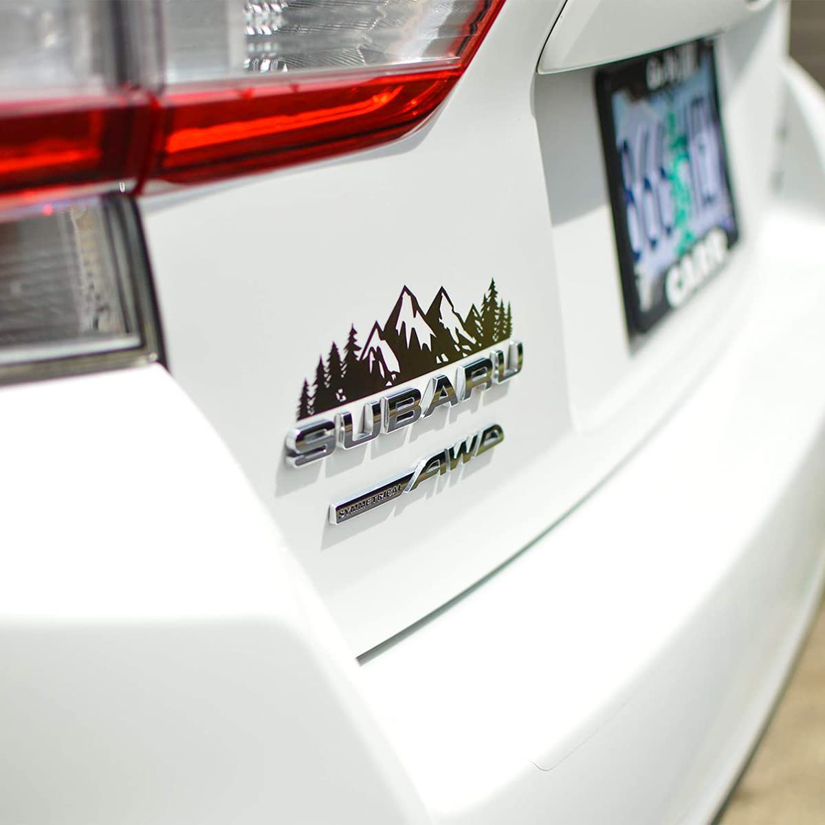 7 Inch Snow Mountain Tree Stickers For Car, Mountains Graphic Logo Decals, Premium Badge Decals For Car Trunk Tailgate Emblem, C