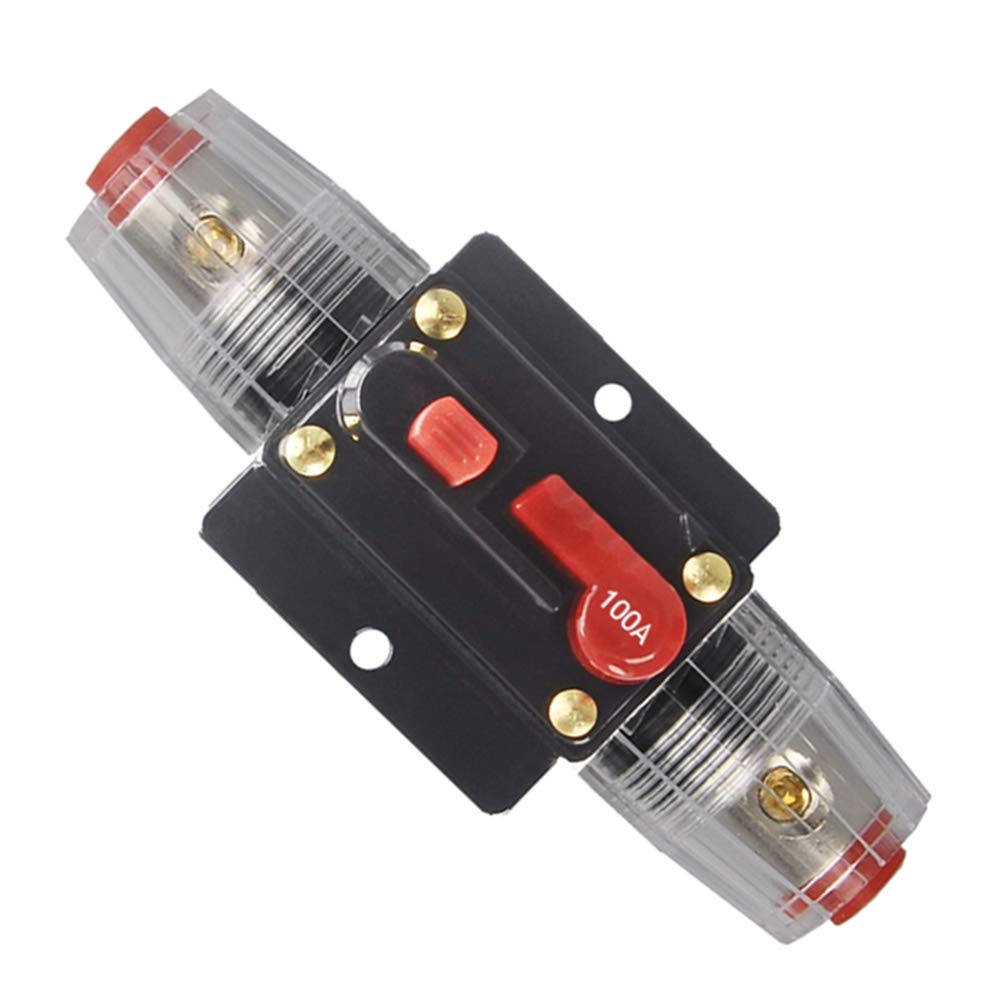 Wohhom 100A/150A Audio Circuit Breaker Auto Car Stereo Inline Fuse Holders Inverter, Manual Reset 12V-24V Dc For Automotive Mari