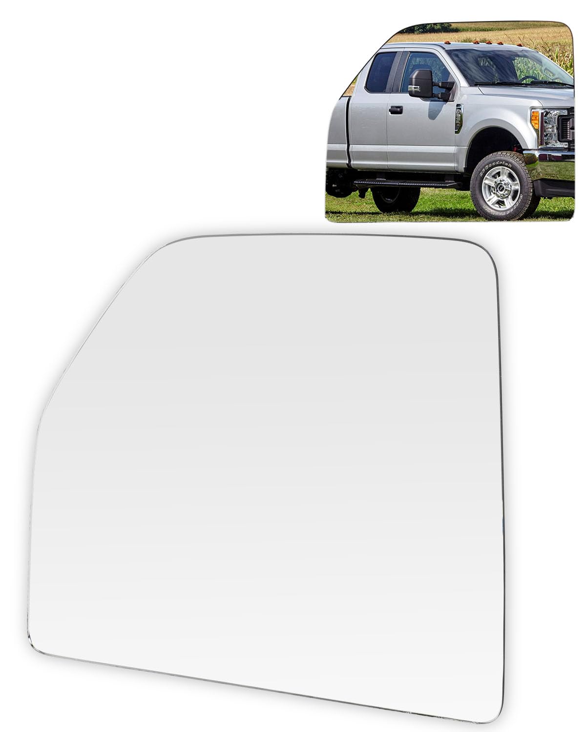 SCITOO Upper Flat Towing Mirror Glass Compatible with 1999-2007 For Ford F-250 F-350 F-450 F-550 Super Duty 2000-2005 For Ford F