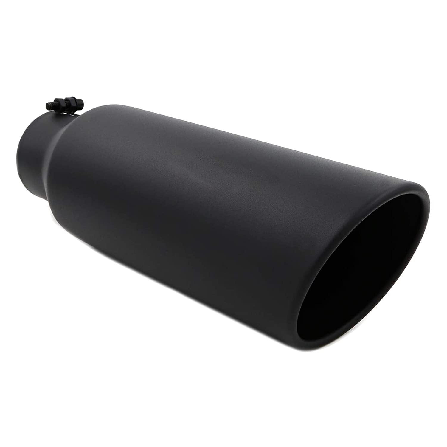 Rp Remarkable Power, 4'' Inlet, 6'' Outlet, 18'' Long Stainless Steel Rolled Edge Exhaust Tip Black Ext24