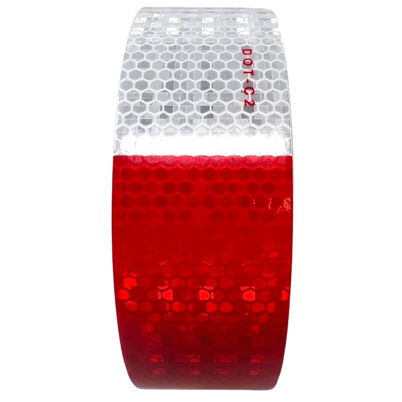 All Star Truck Parts] New 2'' x150' roll DOT-C2 Ultra Reflective Safety 6'' Red/ 6'' White Conspicuity Tape Truck Trailer Horse