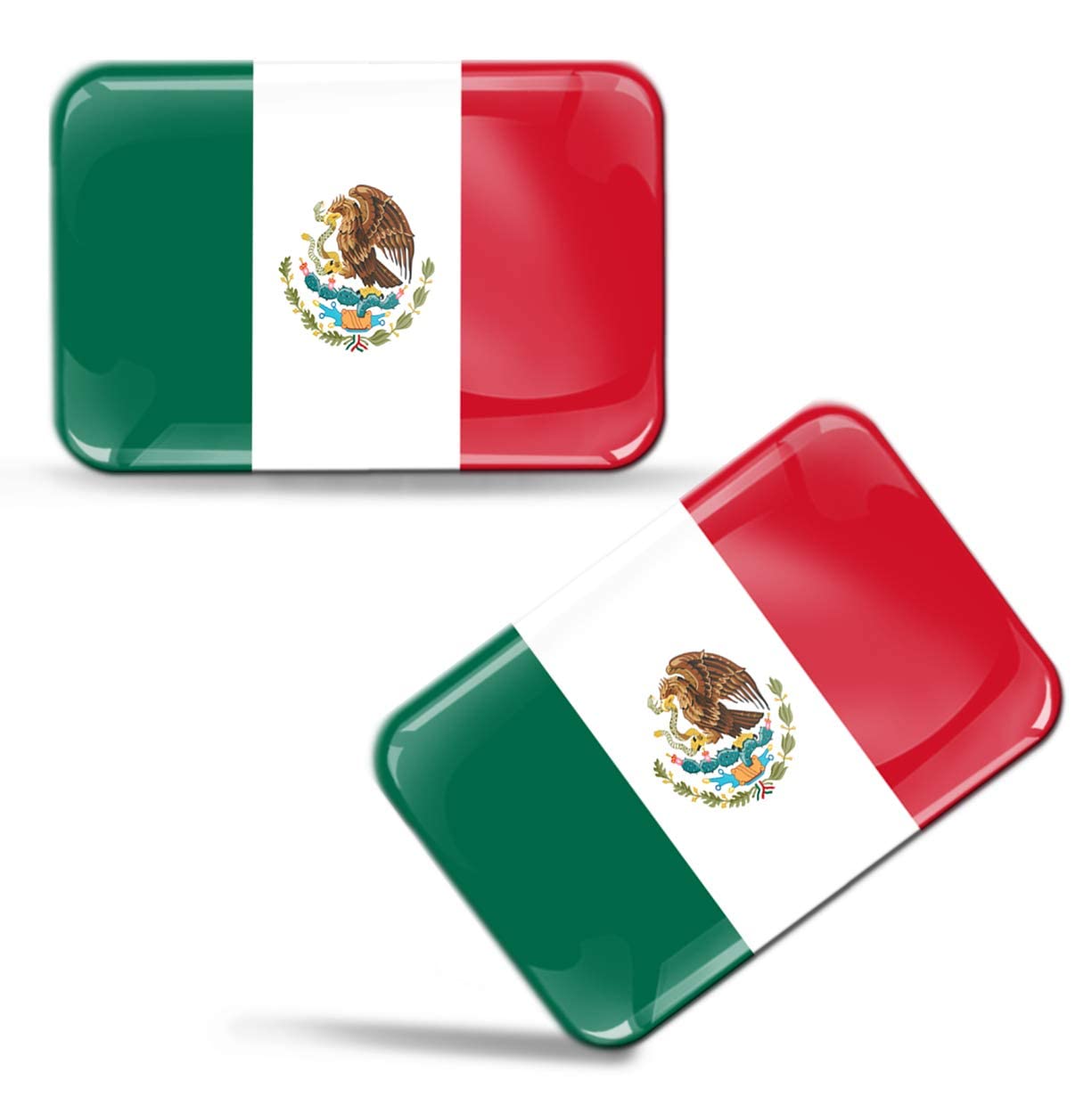 2 X 3D Mexico National Flag Domed Stickers 100% Waterproof & Uv Protected Decals Car Motorcycle Helmet F 120