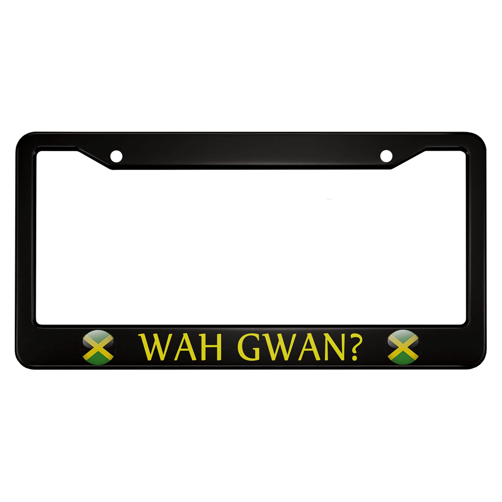 oFloral Wah Gwan Aluminum Alloy License Plate Frame Jamaica Flag Green Black and Thin Yellow Applicable to US Standard Car Metal