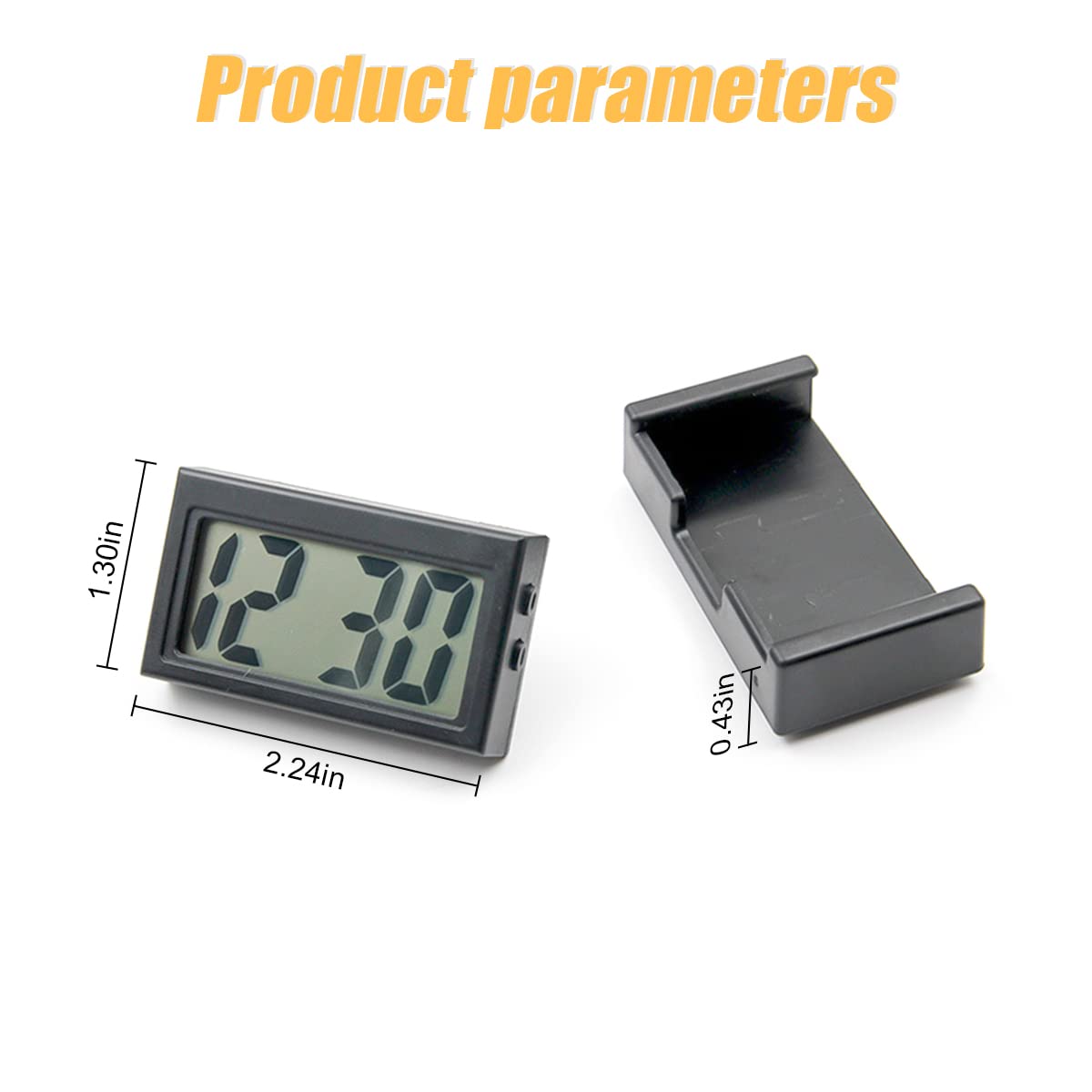 Mini Digital Clock for Car Dashboard, Self-Adhesive Vehicle Electronic Clocks with LCD Time, Auto Sticky Clock with Bracket Hold