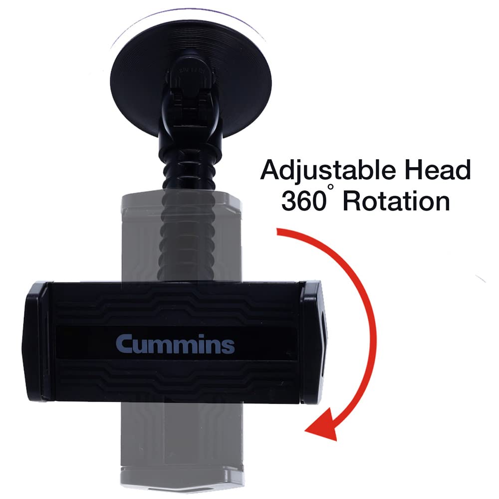 Cummins Windshield Tablet Mount - Black Suction Cup Holder for Car Window/Dash, Universal Compatibility, Durable Tablet Dock
