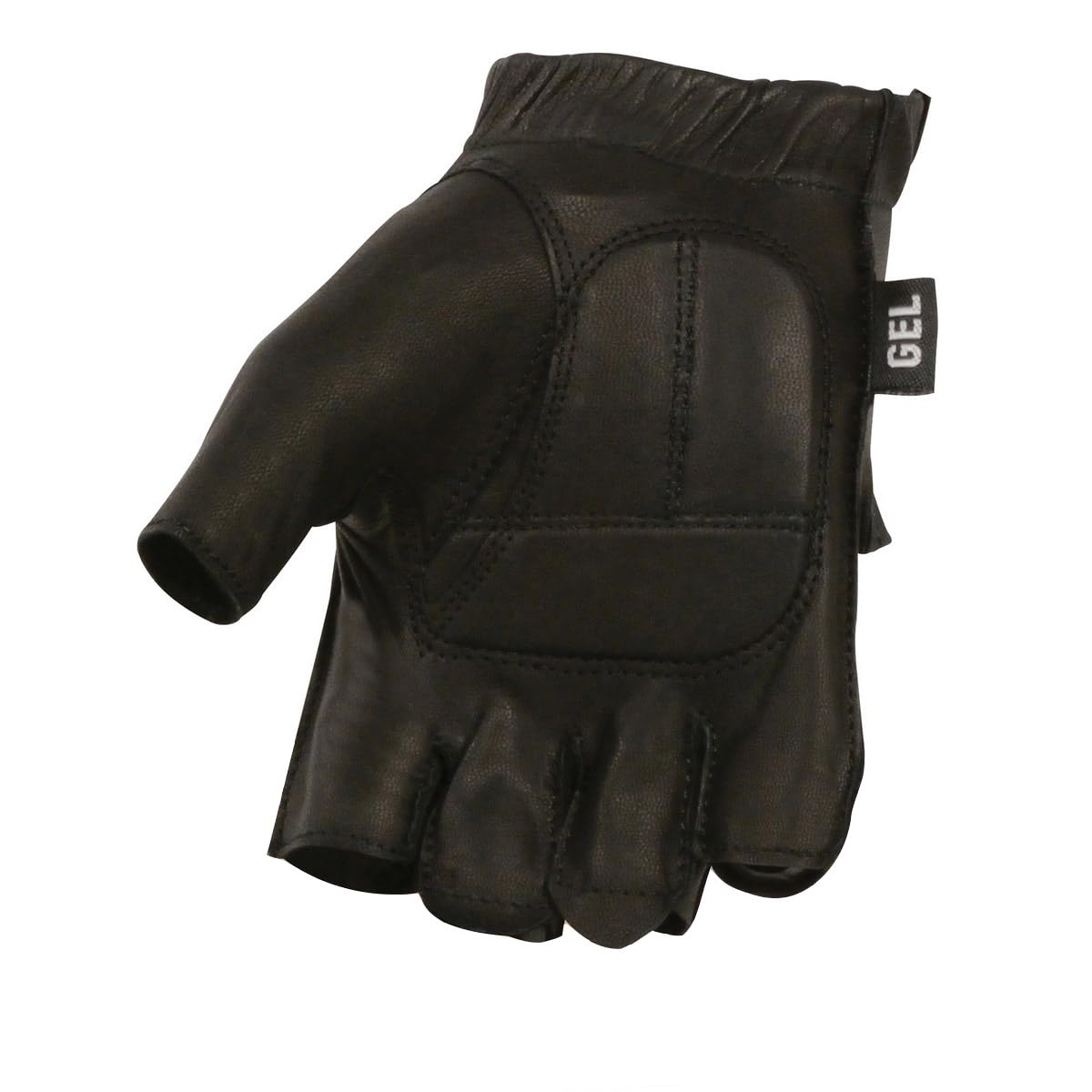 Milwaukee Leather Sh442 Men'S Black Leather Gel Padded Palm Fingerless Motorcycle Hand Gloves W/Soft ‘Genuine Leather’ - Large