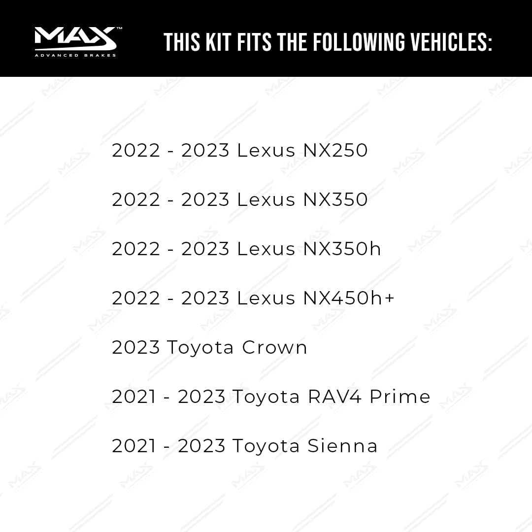 Max Advanced Brakes Rear Brake Kit Compatible With 2021-2023 Toyota Sienna Rav4 Prime Crown Compatible With Nx250 Replacement Pr