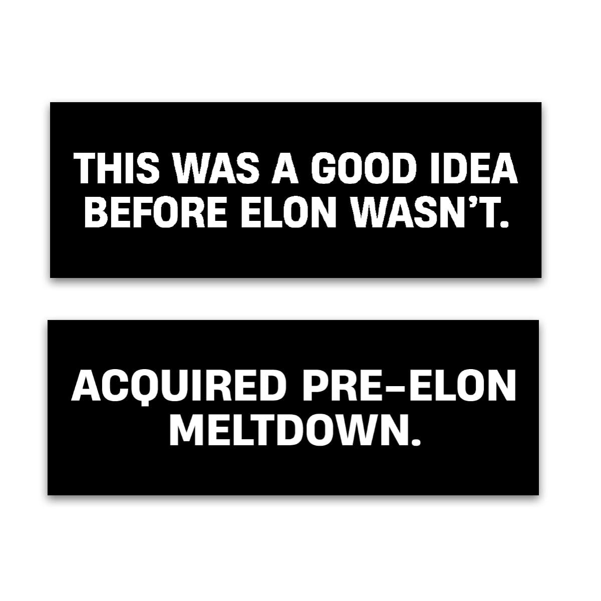 2pcs Elon Bumper Stickers, No Elon Sticker, Musk Tesla Bumper Sticker, Waterproof Window Bumper Stickers for Cars, Anti Elon Sti